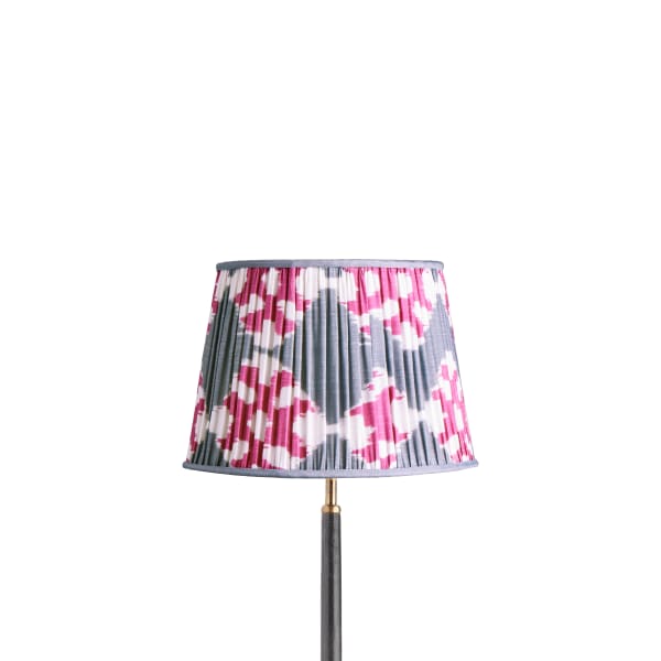 30cm straight empire silk ikat shade in pink and pewter Darjee