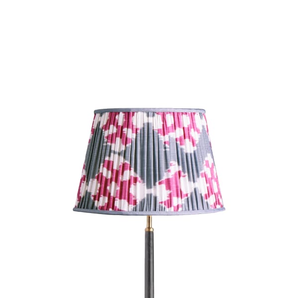 35cm straight empire silk ikat shade in pink and pewter Darjee