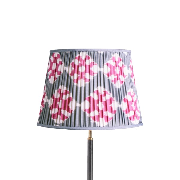 40cm straight empire silk ikat shade in pink and pewter Darjee