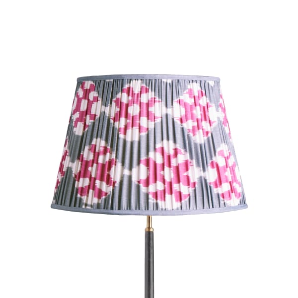 45cm straight empire silk ikat shade in pink and pewter Darjee