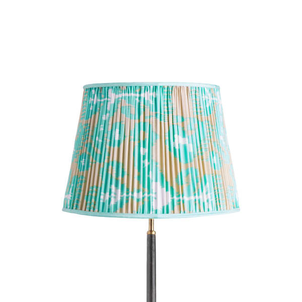 40cm straight empire silk ikat shade in turquoise and ecru Koyari