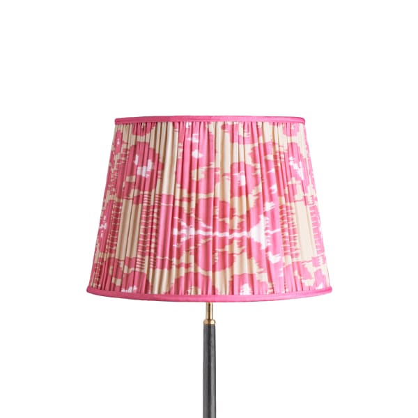 40cm straight empire silk ikat shade in pink and ecru Koyari