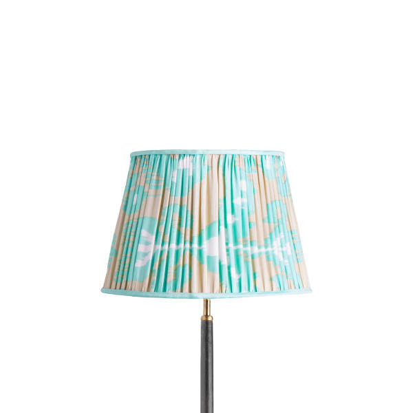 35cm straight empire silk ikat shade in turquoise and ecru Koyari