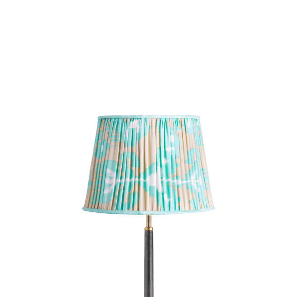 30cm straight empire silk ikat shade in turquoise and ecru Koyari