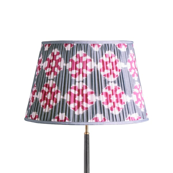 50cm straight empire silk ikat shade in pink and pewter Darjee