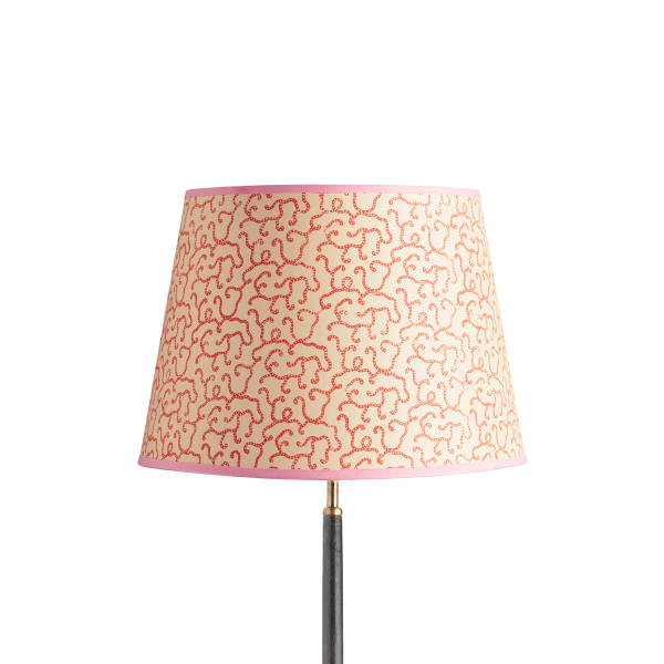 40cm straight empire shade in pinky coral hand blocked 'Squiggles' by Ellen Merchant