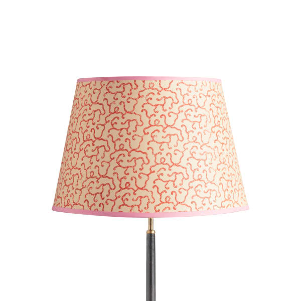 45cm straight empire shade in pinky coral hand blocked 'Squiggles' by Ellen Merchant