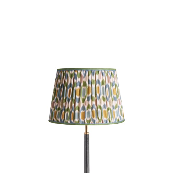 30cm straight empire shade in blue and green Small Ikat Spot linen by GP & J Baker
