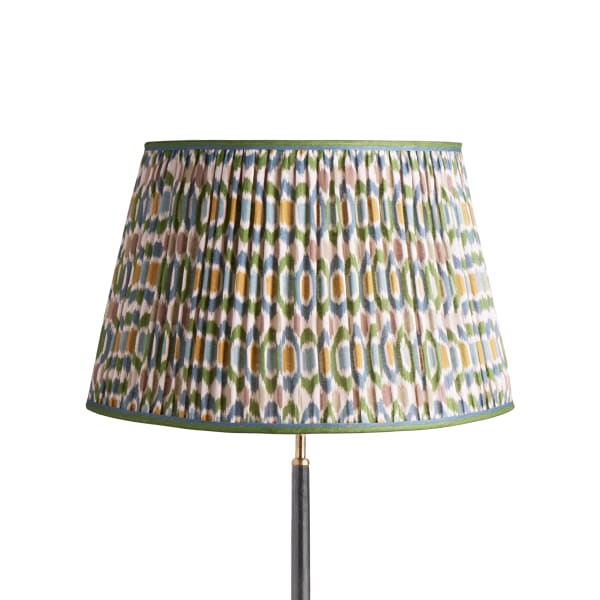 50cm straight empire shade in blue and green Small Ikat Spot linen by GP & J Baker