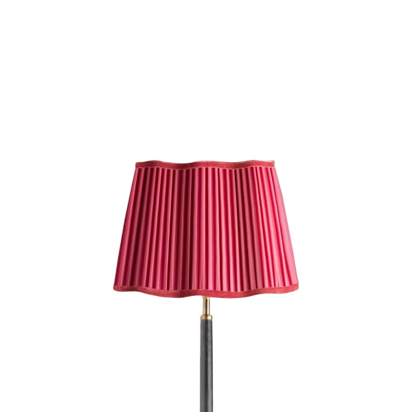 30cm scalloped shade in Ruby silk with velvet tape