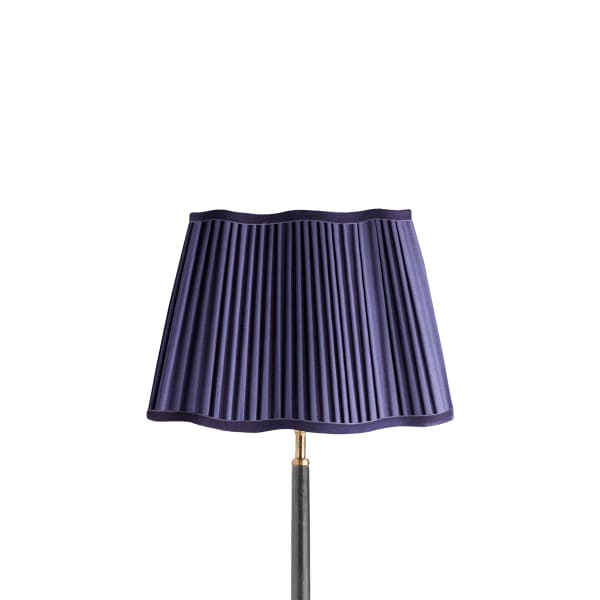 35cm scalloped shade in Cobalt silk with velvet tape