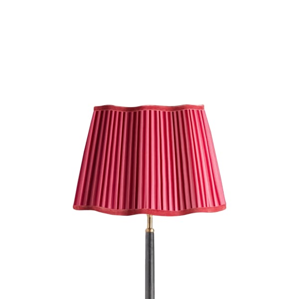 35cm scalloped shade in Ruby silk with velvet tape