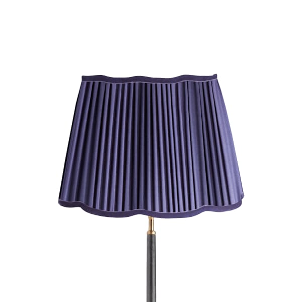 40cm scalloped shade in Cobalt silk with velvet tape