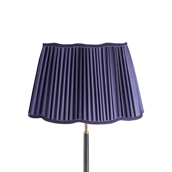 45cm scalloped shade in Cobalt silk with velvet tape