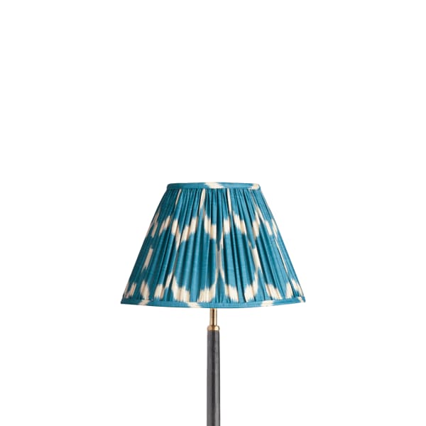 30cm empire shade in turkish blue Yoda printed silk ikat