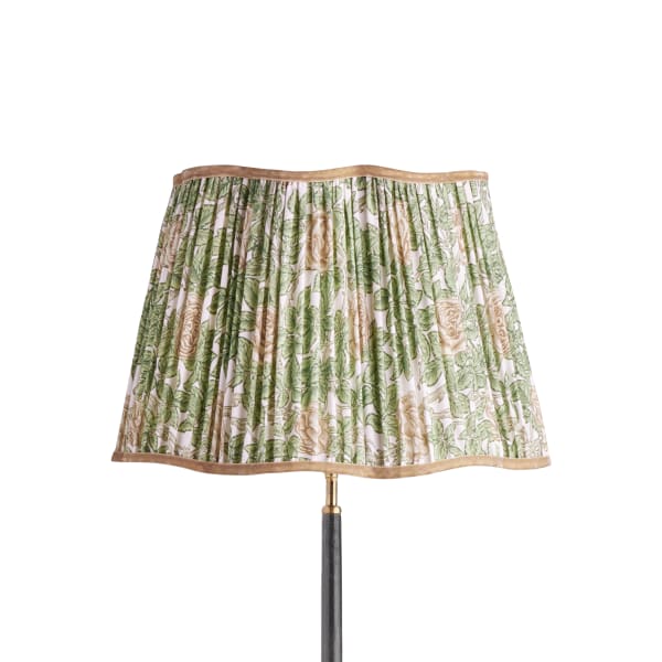45cm scalloped straight empire shade in leafy arbour Rambling Rose linen by Morris & Co.