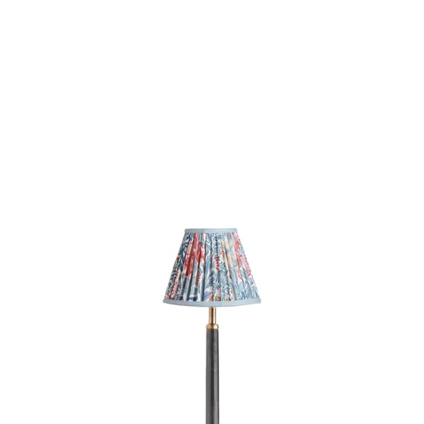 16cm empire shade in indigo and barbed berry Bower printed cotton by Morris & Co.
