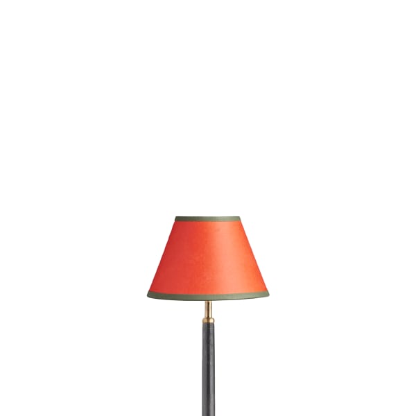 20cm empire shade in Papaya hand made parchment with green tape 