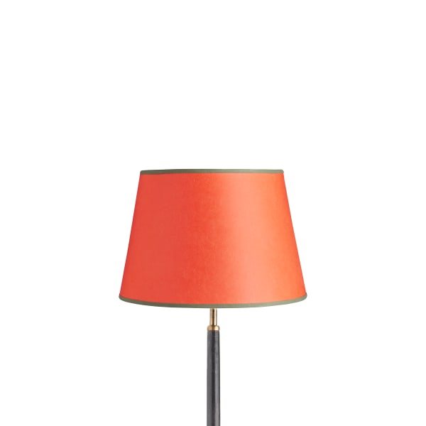 30cm straight empire shade in Papaya hand made parchment with green tape 