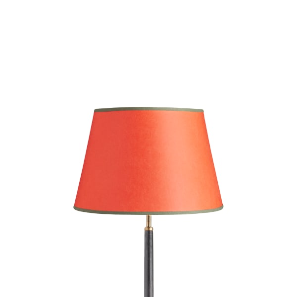 35cm straight empire shade in Papaya hand made parchment with green tape 