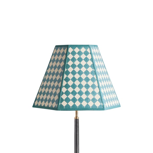 40cm Milford check hexagon shade in seafoam