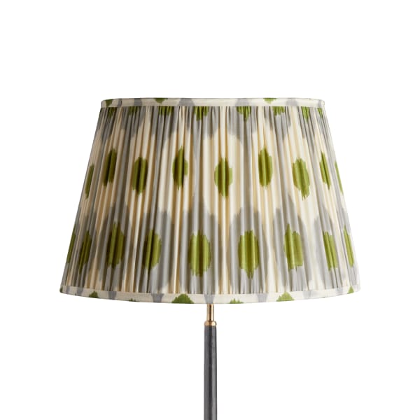 50cm straight empire egg & spoon silk ikat shade with carrier in grey green