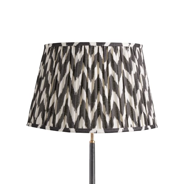 50cm straight empire printed linen ikat shade with carrier in black zig-zag