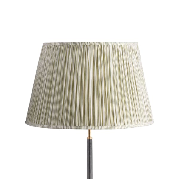 50cm straight empire shade with carrier in green candy stripe block printed cotton