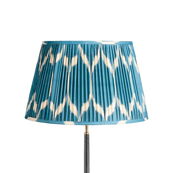 50cm straight empire printed silk ikat shade with carrier in turkish blue Yoda