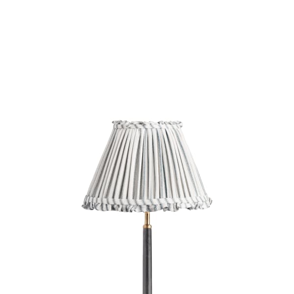 30cm empire bloomer shade in blue ticking linen