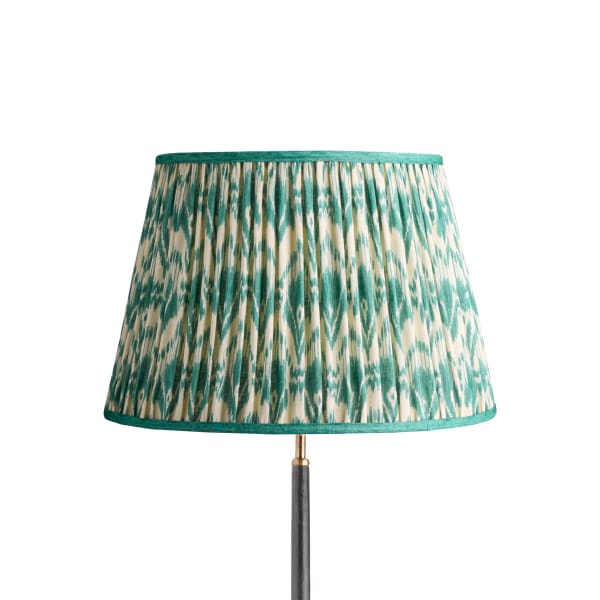 45cm straight empire shade in teal Zaraband gathered linen by GP & J Baker