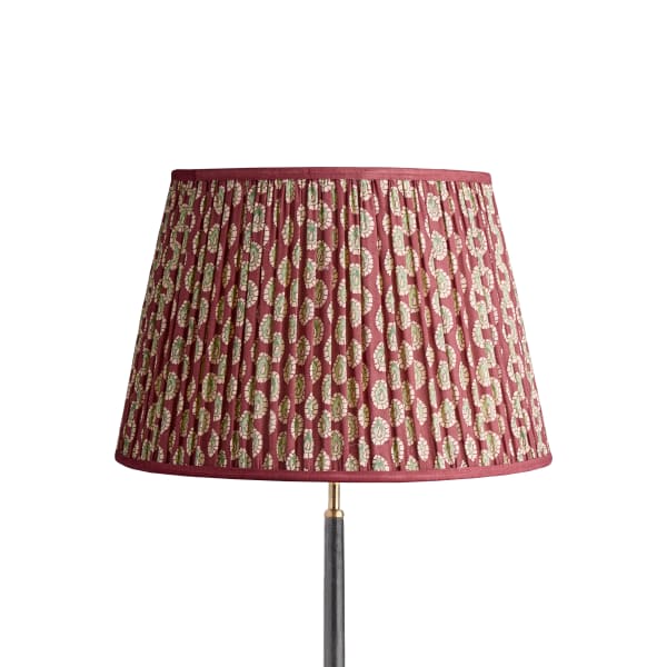 45cm straight empire shade in oxblood block printed Dotty gathered cotton by GP & J Baker