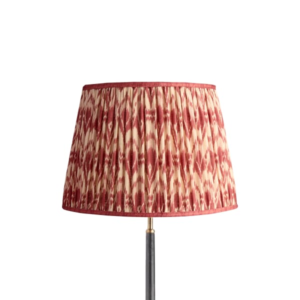 40cm straight empire shade in red Zaraband gathered linen by GP & J Baker