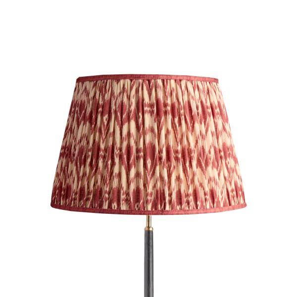 45cm straight empire shade in red Zaraband gathered linen by GP & J Baker