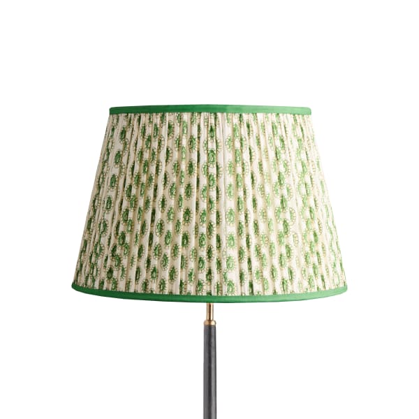 45cm straight empire shade in green and white block printed Dotty gathered cotton by GP & J Baker
