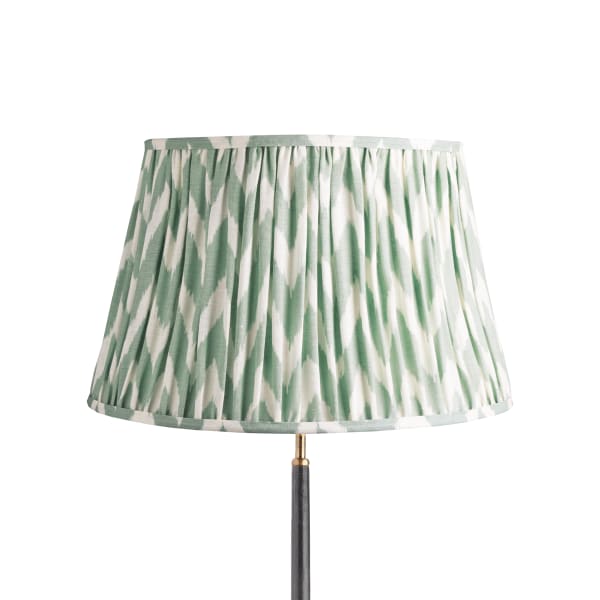 50cm straight empire gathered lampshade in eau de nil printed linen ik