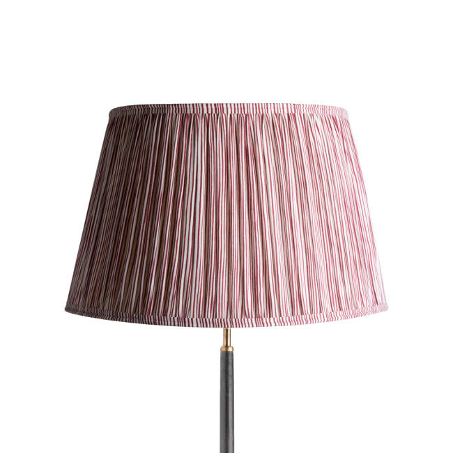 50cm Straight Empire Shade In Ruby Candy Stripe Block Printed Cotton Ruby Candy Stripe Block Printed Cotton, Pleated Lampshade Auction