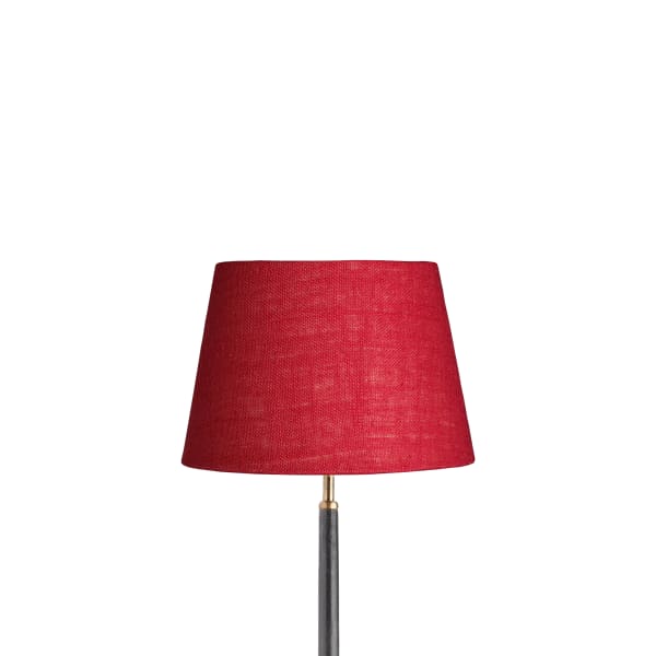 30cm straight empire shade in dark red jute with yellow lining