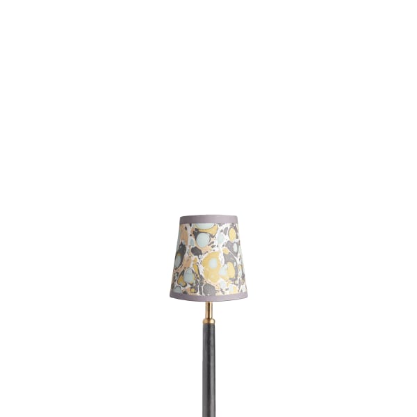 12cm tall tapered shade with candle clip in lime, blue and grey Sesia hand made marble paper