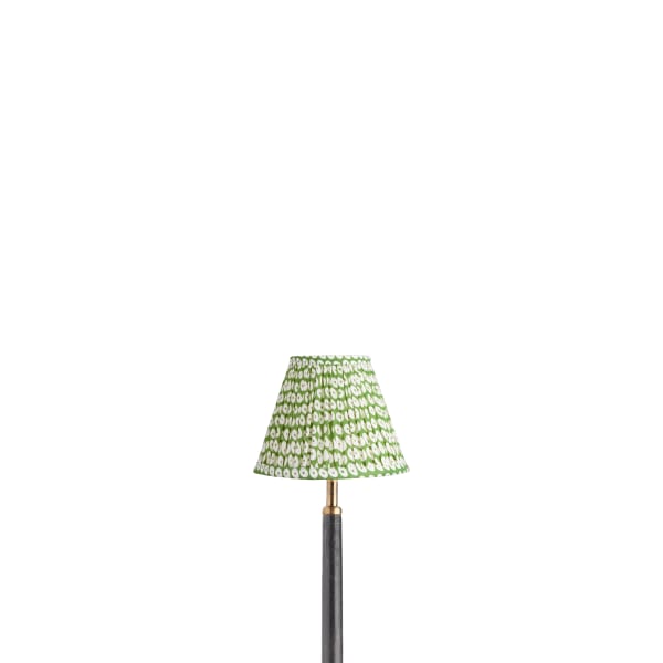 16cm empire gathered lampshade in green block printed cotton
