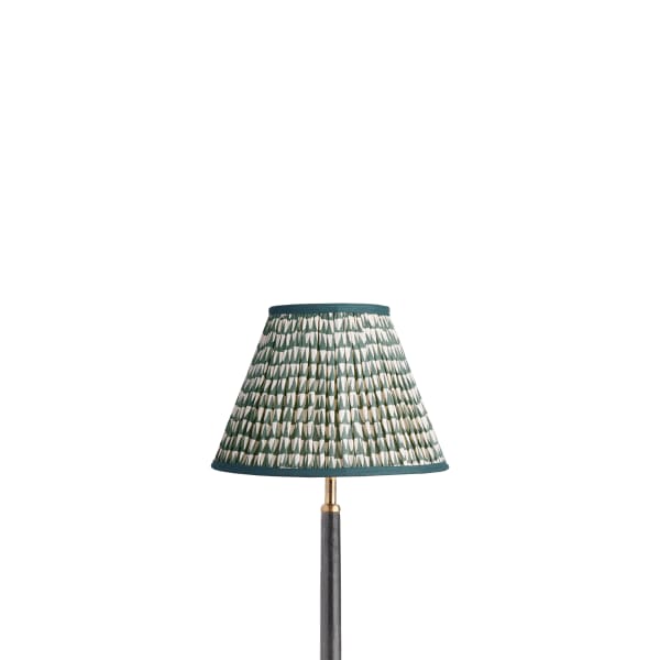 25cm empire gathered lampshade in teal savannah block printed cotton