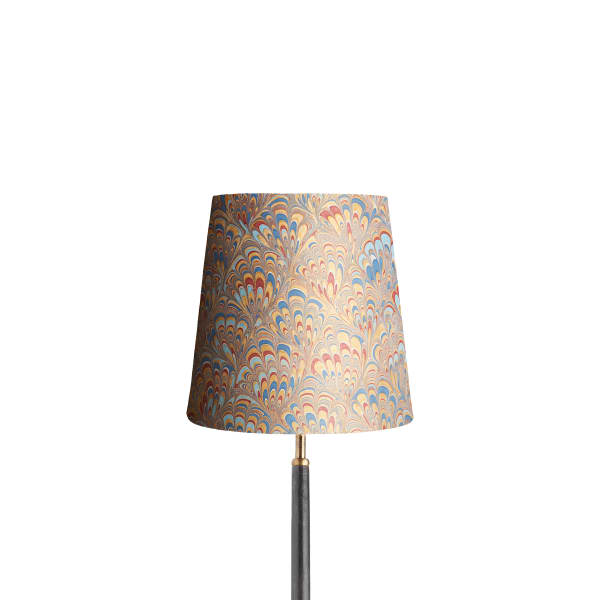 25cm tall tapered shade in hand marbled paper in golden piave
