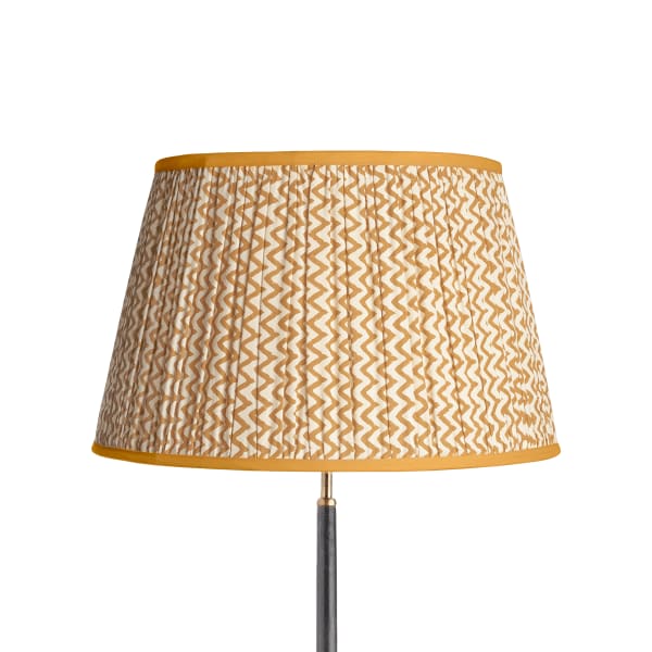 50cm straight empire gathered lampshade in caramel chevrons block printed cotton