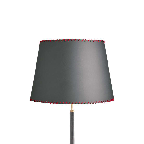 40cm Straight Empire shade in grey vellum with red stitching