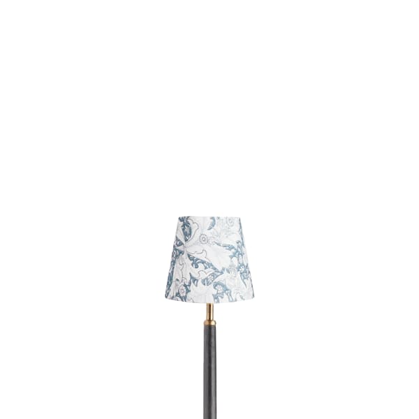 14cm tall tapered shade in slate blue Wallflower printed cotton by Morris & Co.