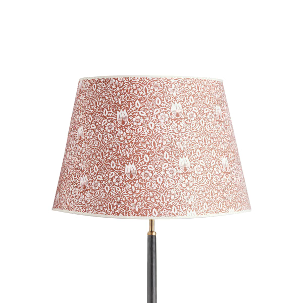 45cm straight empire shade in red house Borage block printed card by Morris & Co.