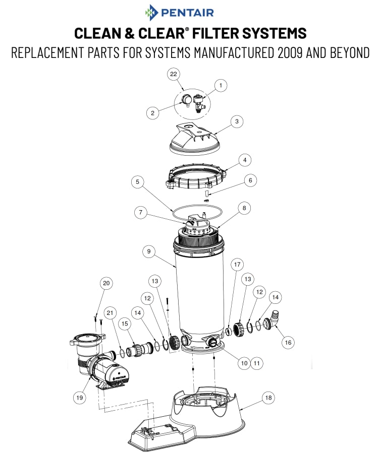 Pentair Clean & Clear Above Ground Pool Filter System Parts Diagram