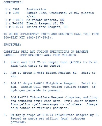 Hydrogen Peroxide Test Kit