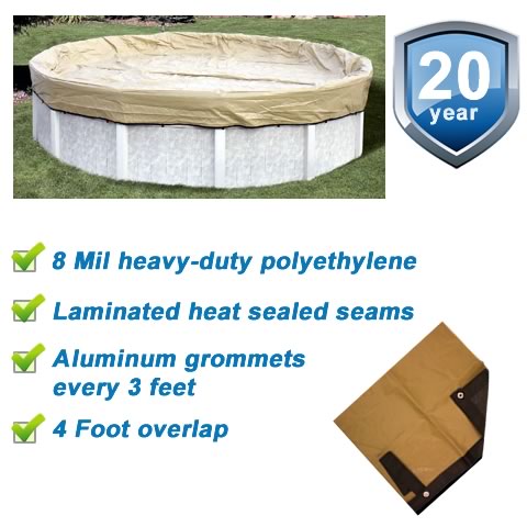 15' Soild, Round Winter Cover, 20 Yr. Emperor Warranty (19' Cover Size)