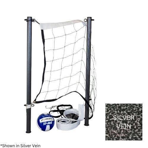 16' Net, Volleyball Set Silver Vein Poles